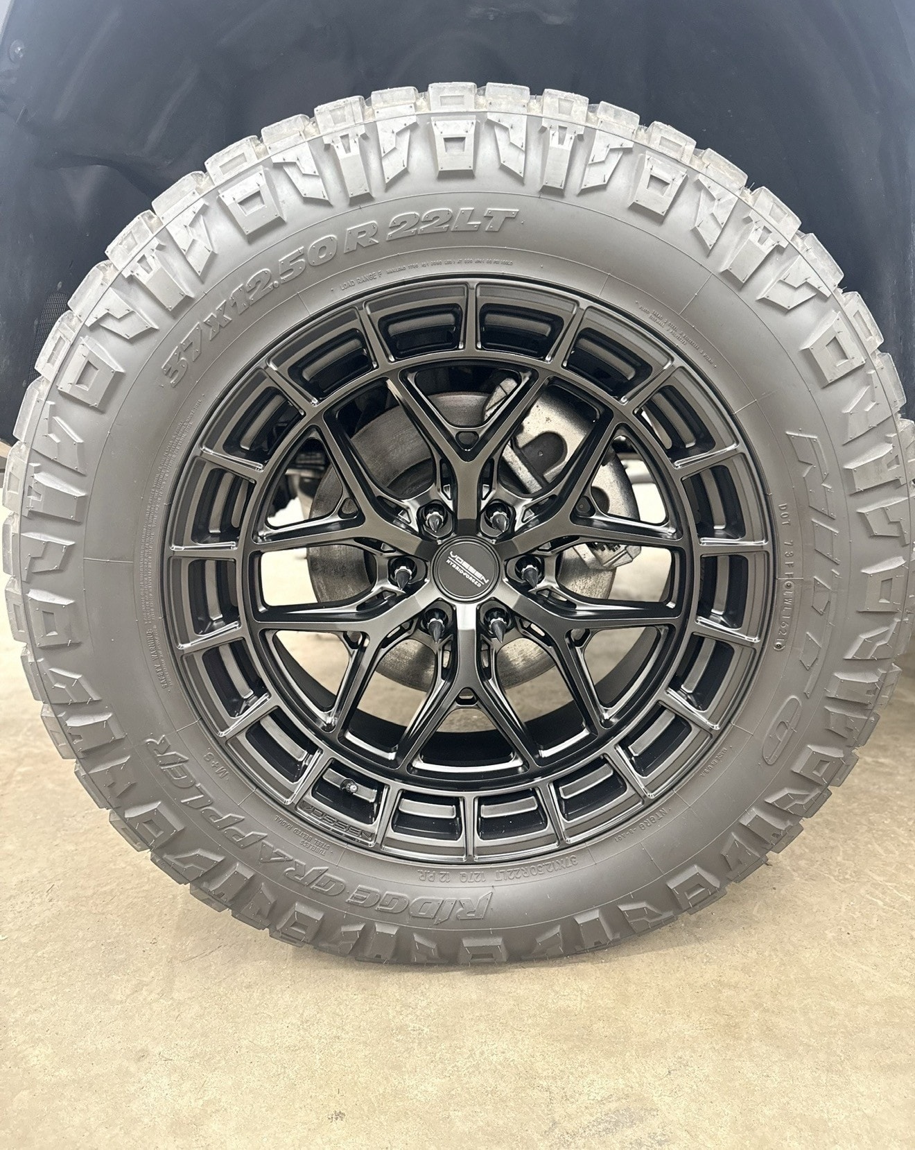 Premium wheel and tire detailing close-up